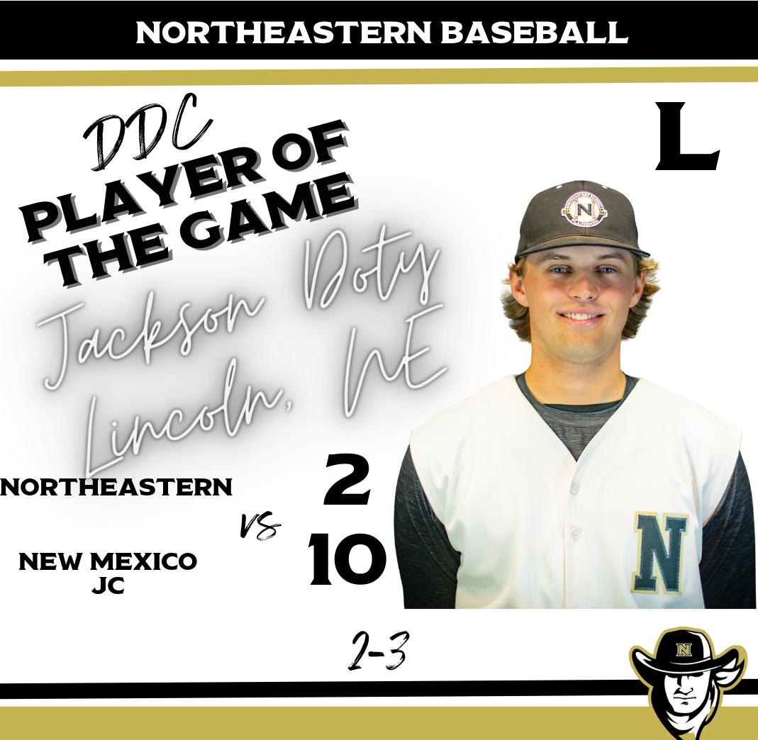 Northeastern Splits The First Day of Games at New Mexico Junior College After Falling to NMJC 10-2. They're Back In Action Against NMMI Tomorrow at 9:00 AM