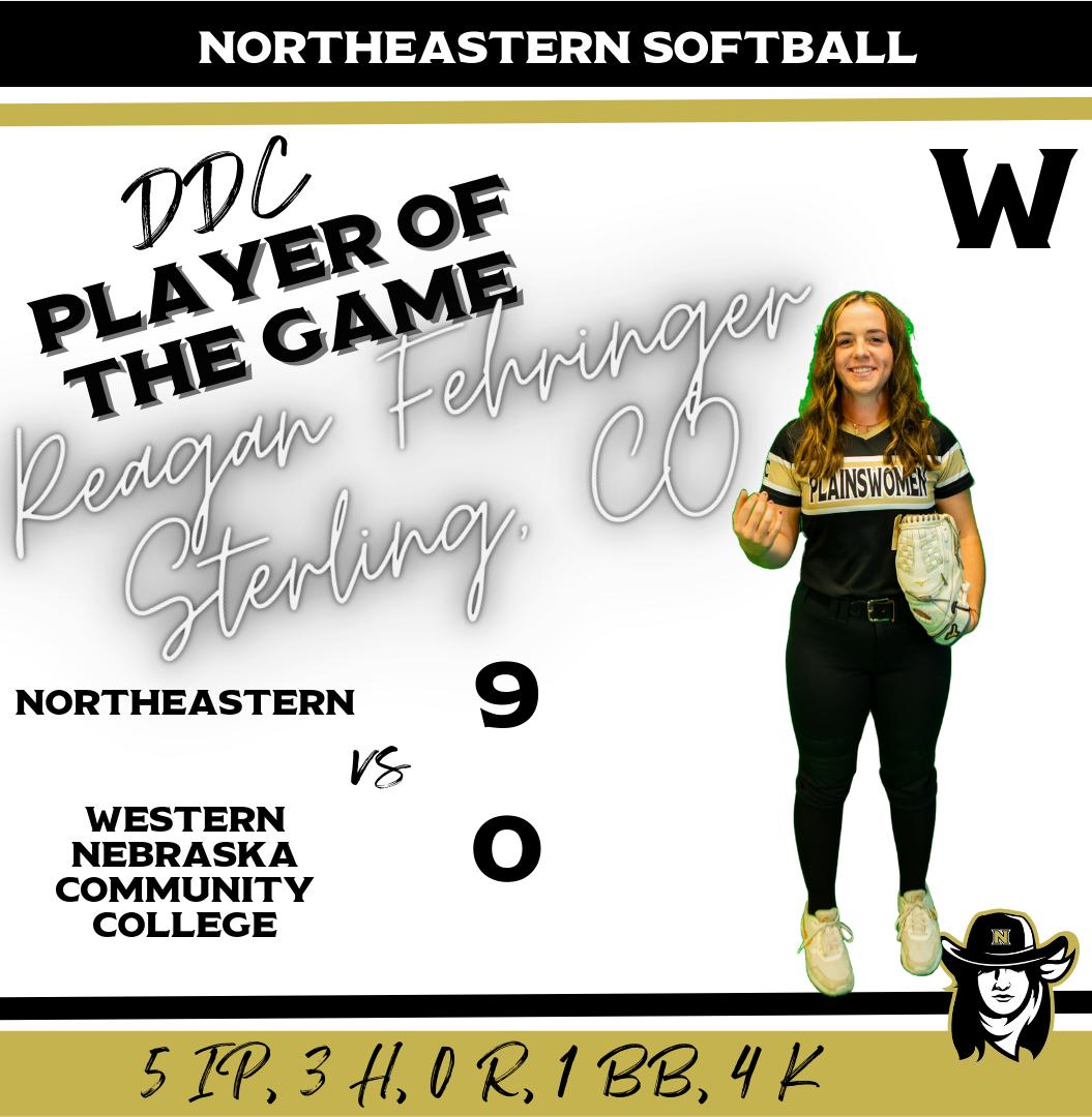 Fehringer Pitches A Shutout As The Plainswomen Collect The Game 1 Victory Over Western Nebraska Community College 9-0