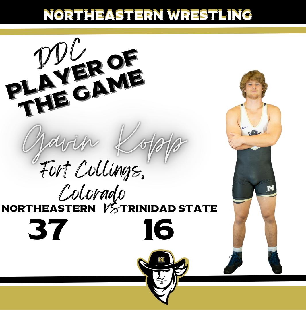 Northeastern Ends up 2-1 In Home Quad Dual After Taking Down Trinidad State College in The Last Match of the Night