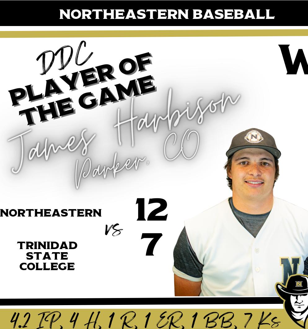 Northeastern Takes This First 2 Games against Trinidad State College, After Winning Game 2 12-7