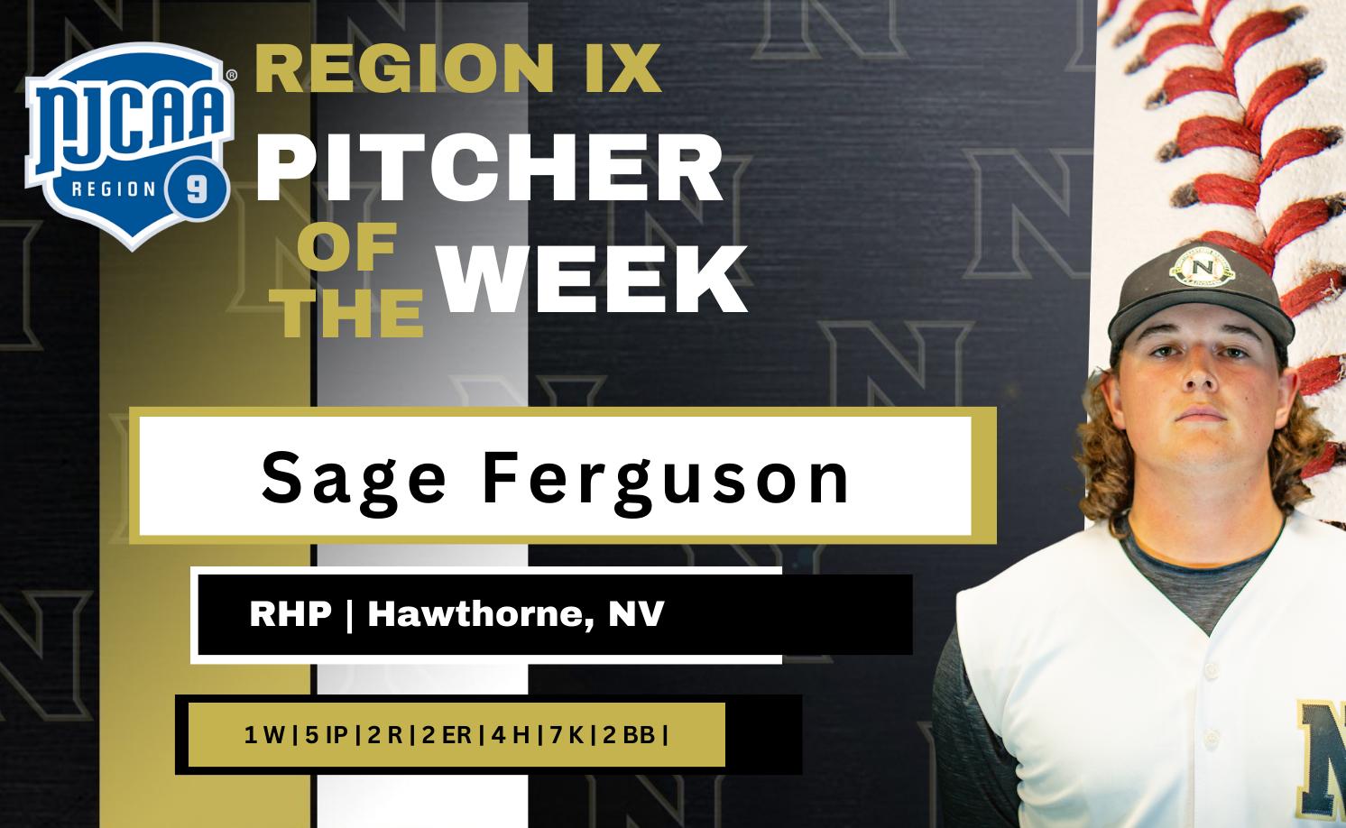 Sage Ferguson Is Named Region 9 Pitcher of The Week For The Second Time